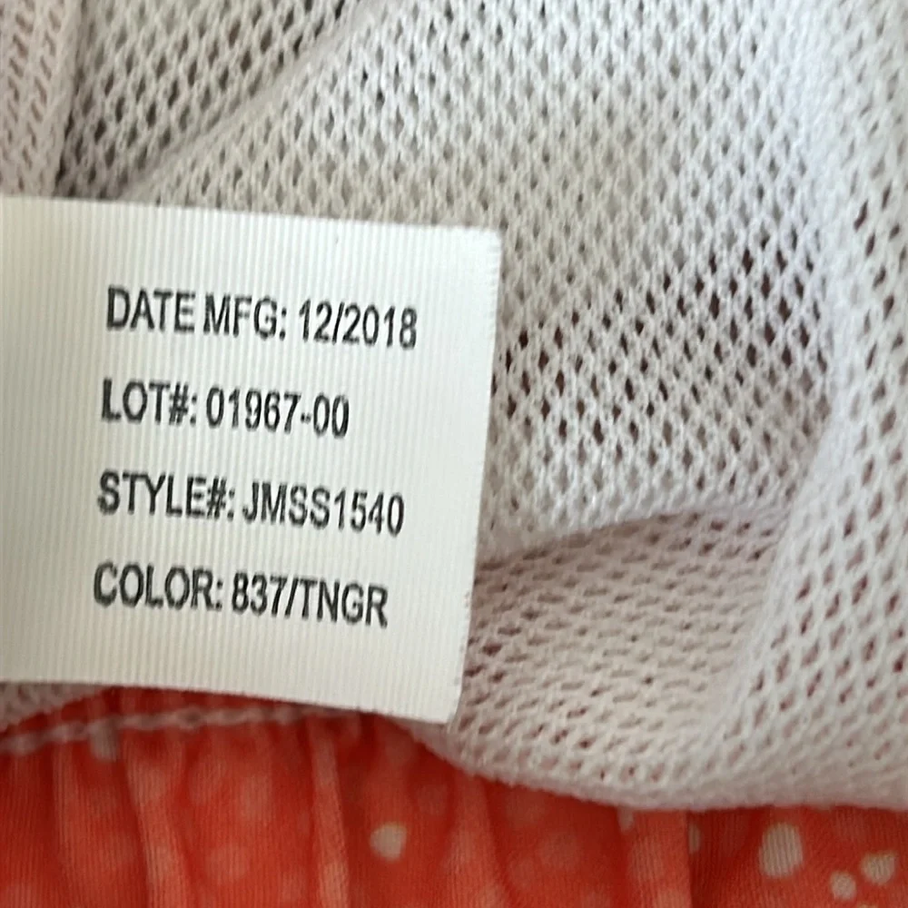 Johnnie-O Men’s Medium Swim Trunks Orange White Coral Sand-dollar Pattern